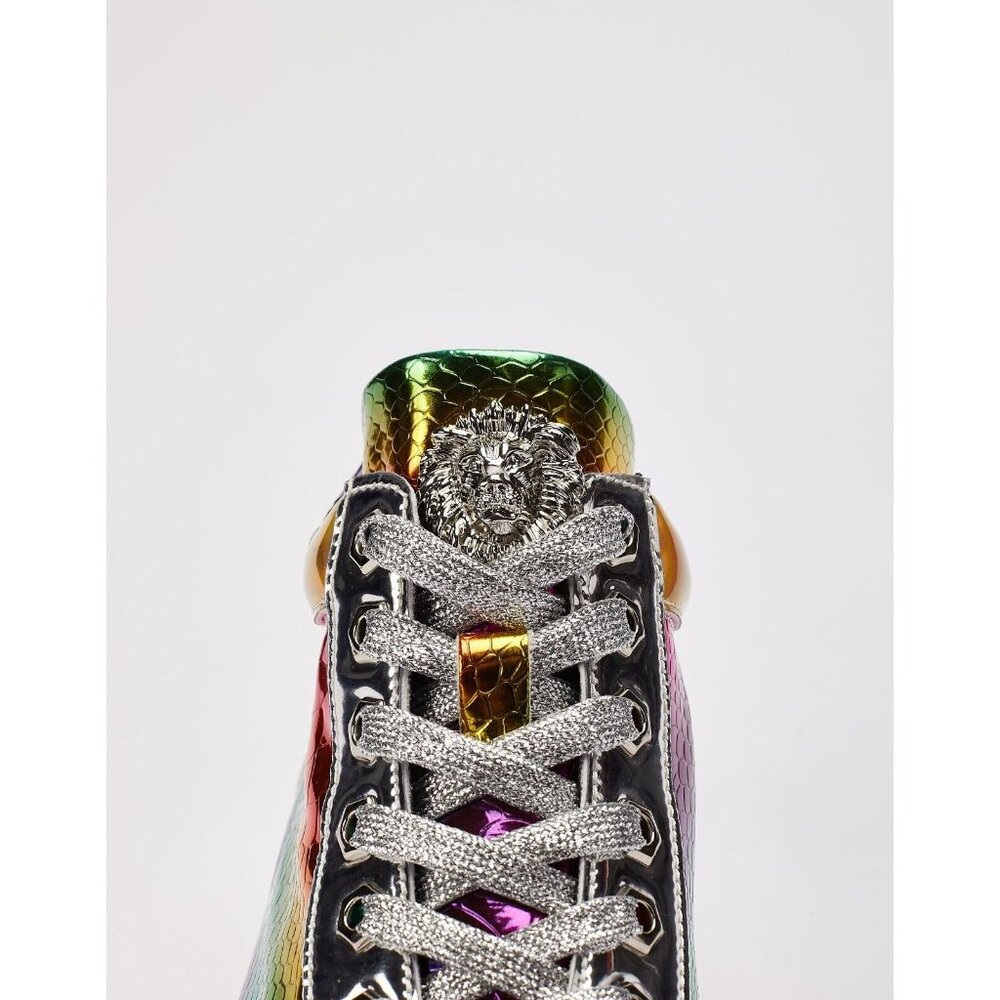 Aurelio Garcia High Top Sneaker Mens 9 Silver Rainbow New Snake Hi Sil/Multi‎ - Picture 9 of 9